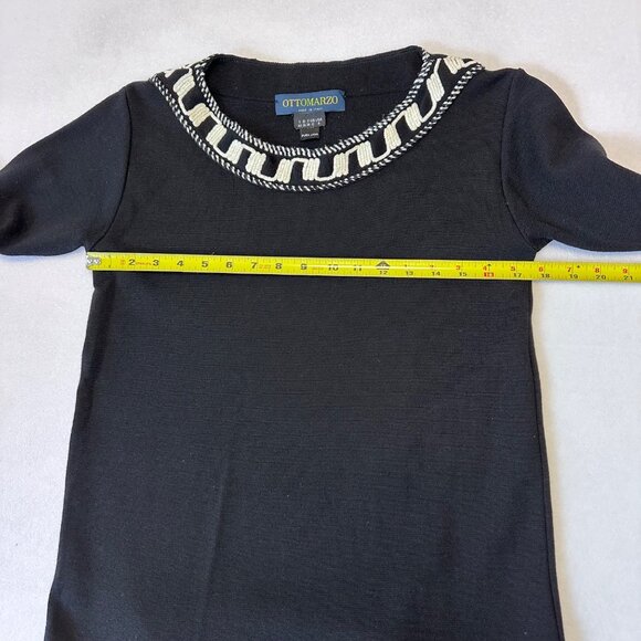 Otto Marzo 100% Wool Mini Pleated Drop Waist Long Sleeve Dress Size US 8 Black - Picture 12 of 14